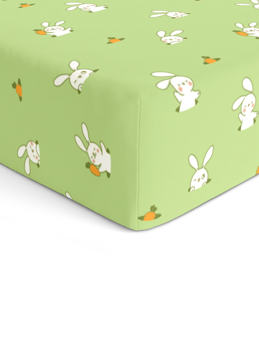 The White Cradle Green Conversational Cotton Skin-Friendly 120 TC Fitted Crib Superfine Bedsheet -52 x 28 inches