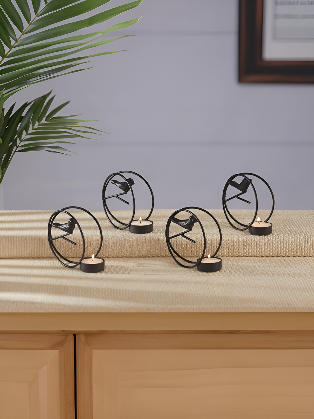 Homspurts Black 4 Pieces Tea Light Candle Holder