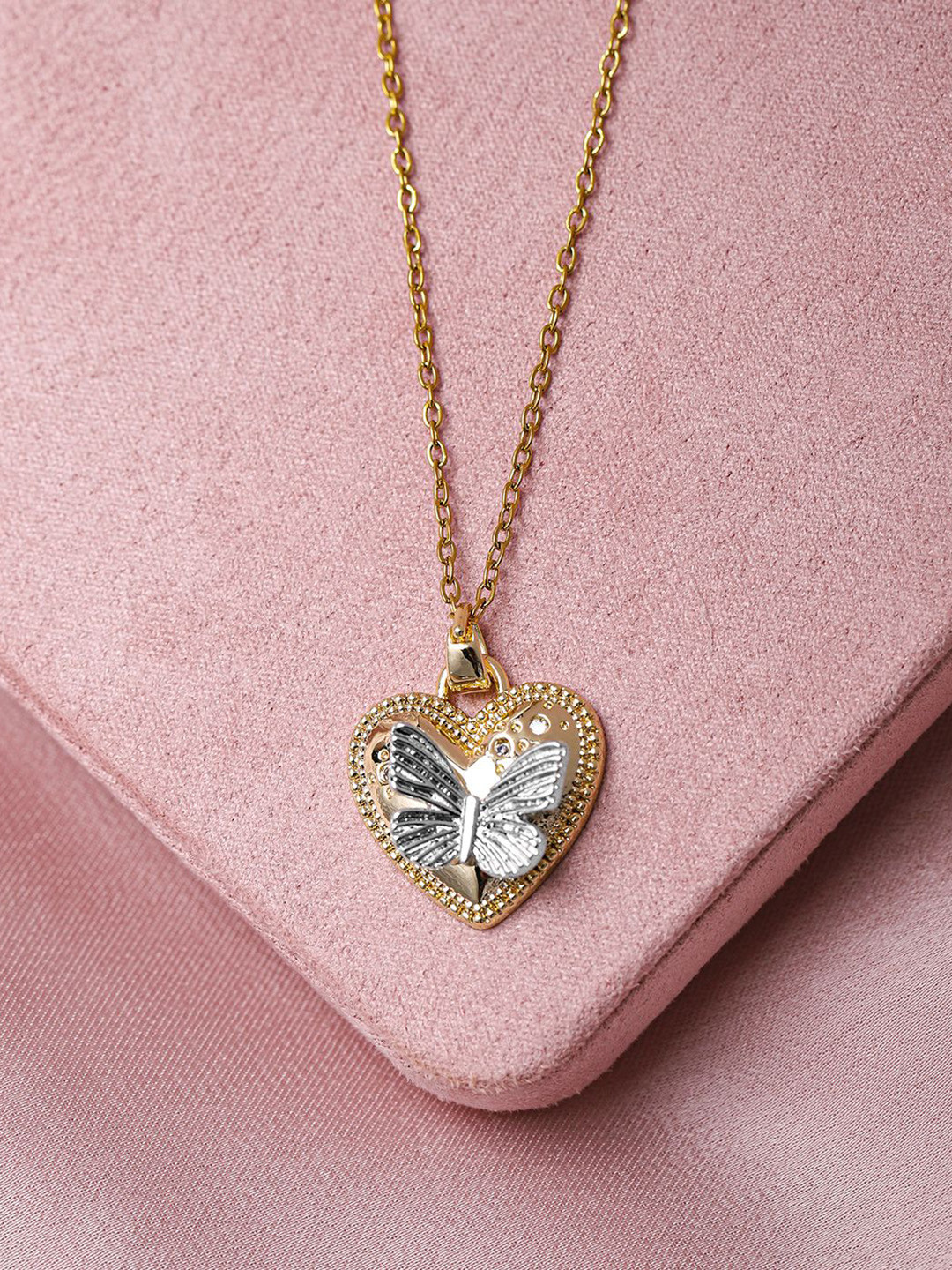 Rubans 18K Gold Plated Stainless Steel Tarnish-Free Waterproof Demi-Fine Heart Necklace