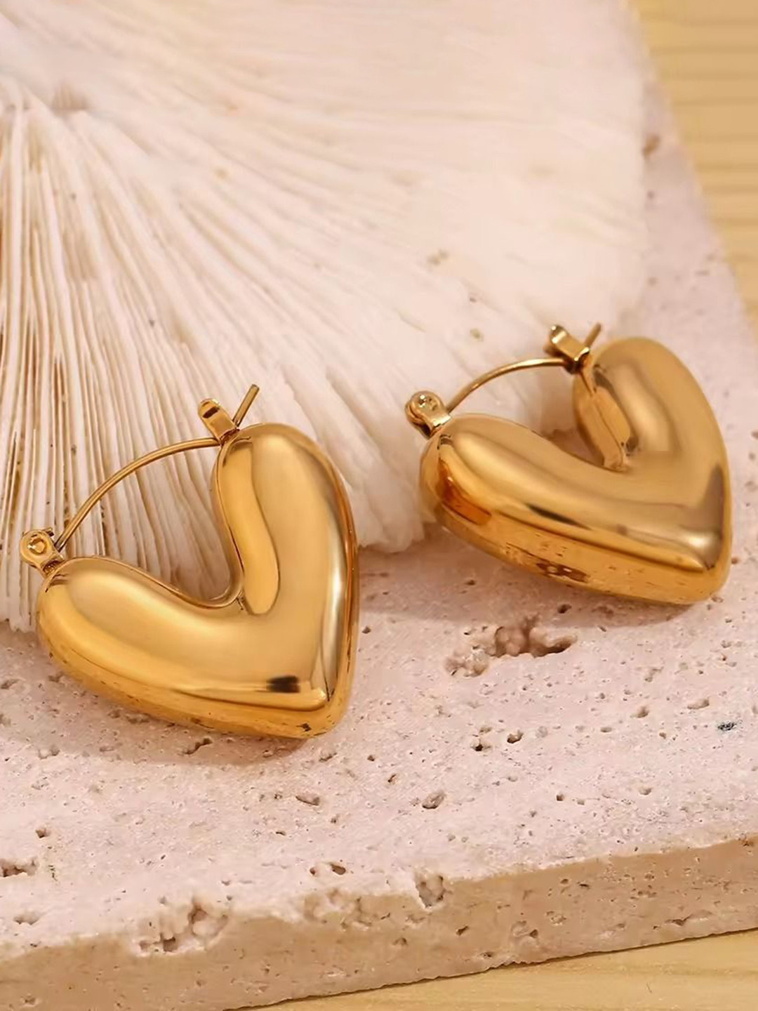 MEENAZ Gold-Plated Stainless Steel Clip On Hoop Earrings