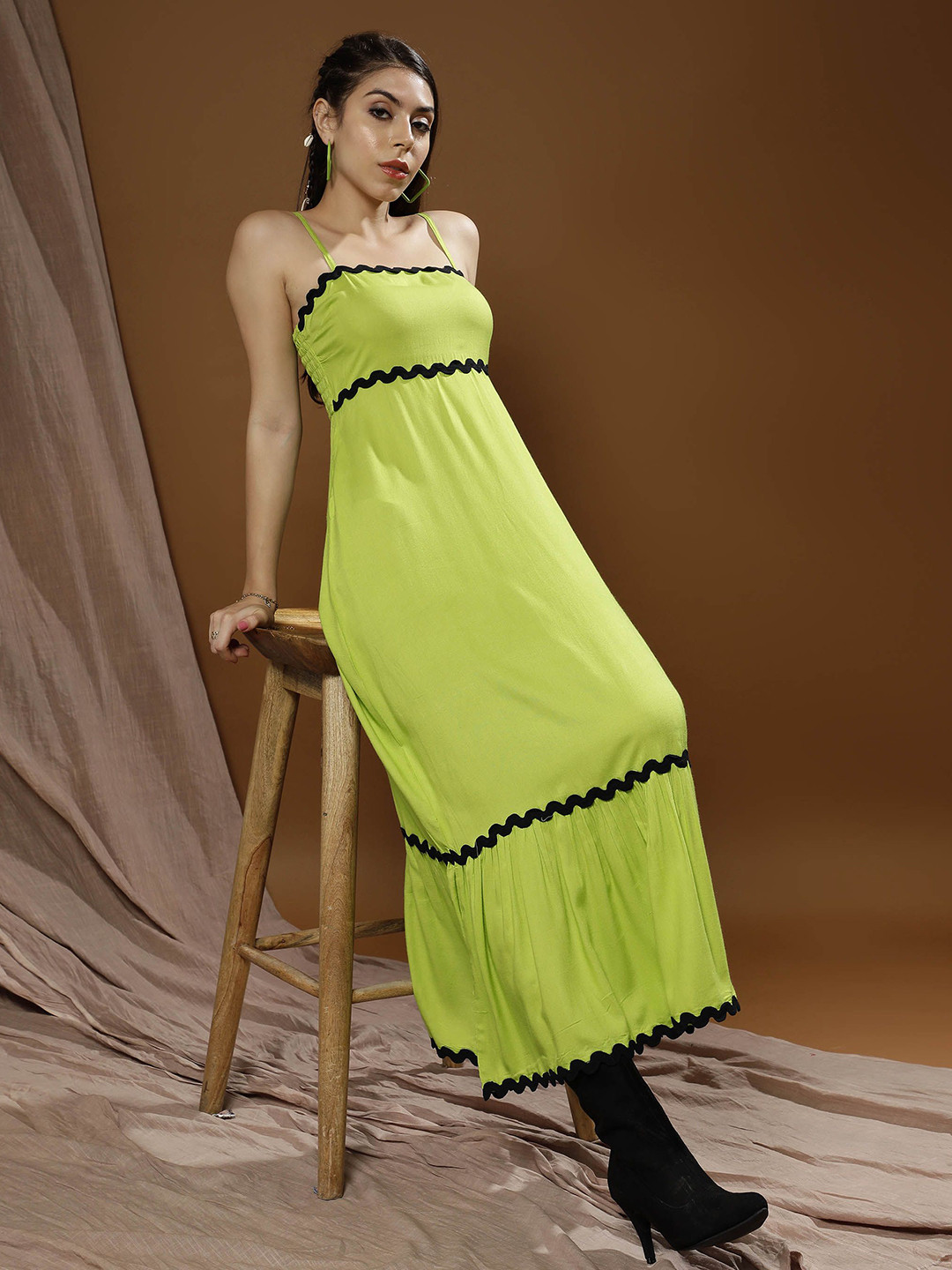 Boho By Athena Solid Embellished Ready to Wear Maxi Dress