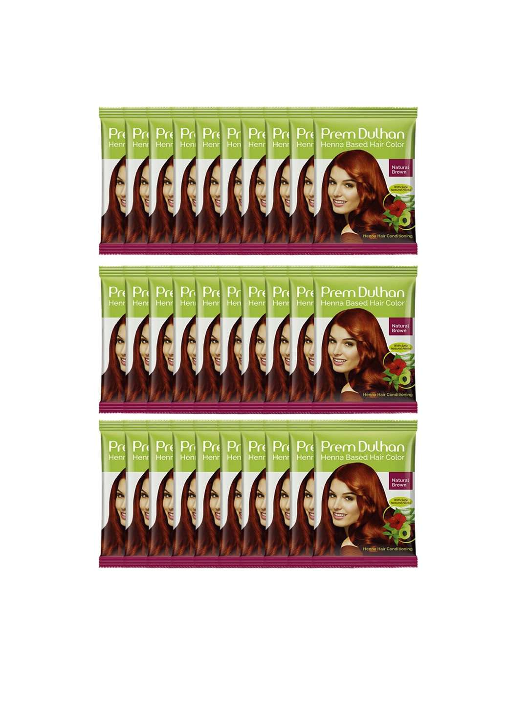 Prem Dulhan Set Of 30 Henna Based Hair Colour Natural Brown- 450gm