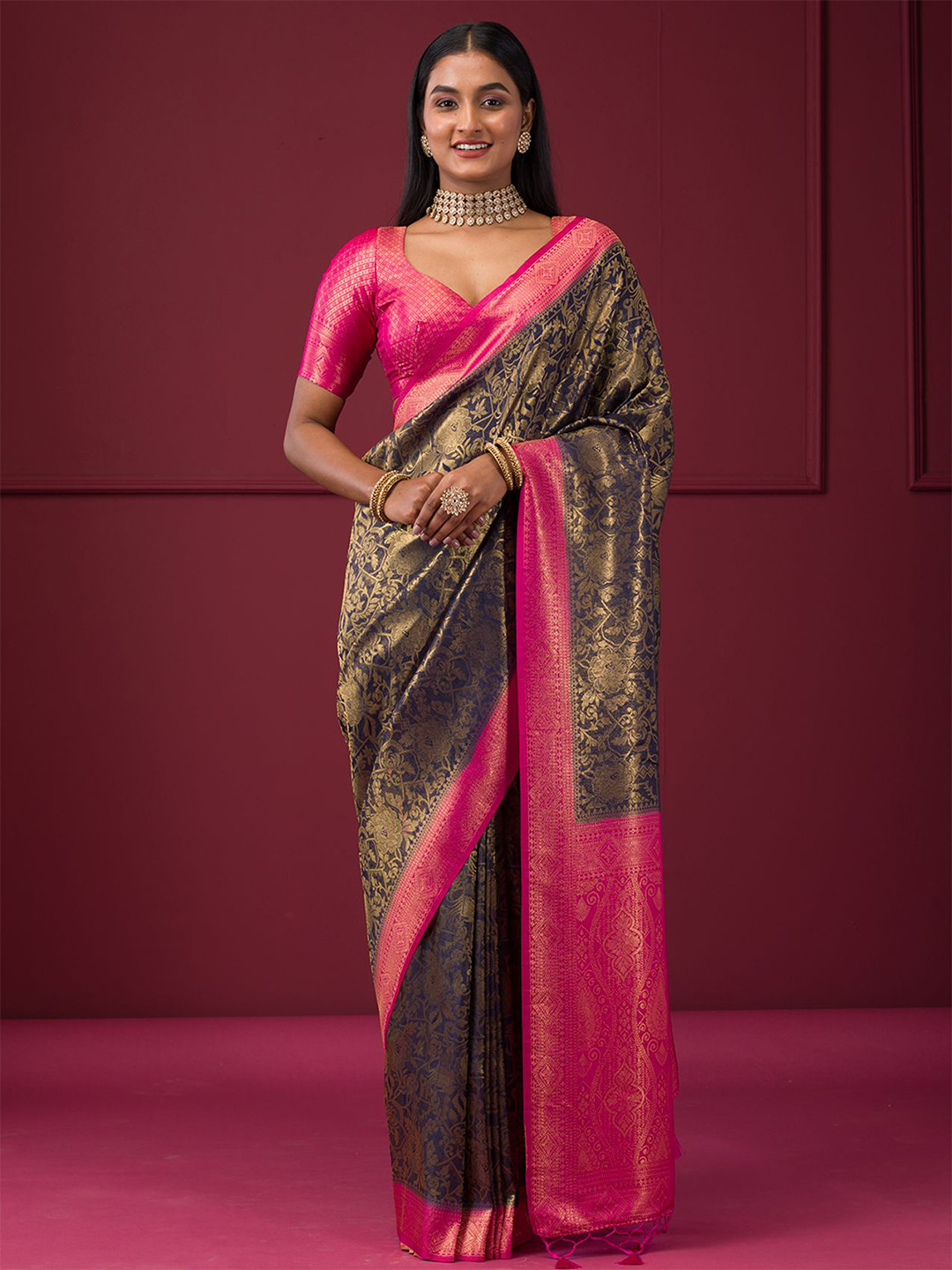 Koskii Woven Design Zari Saree