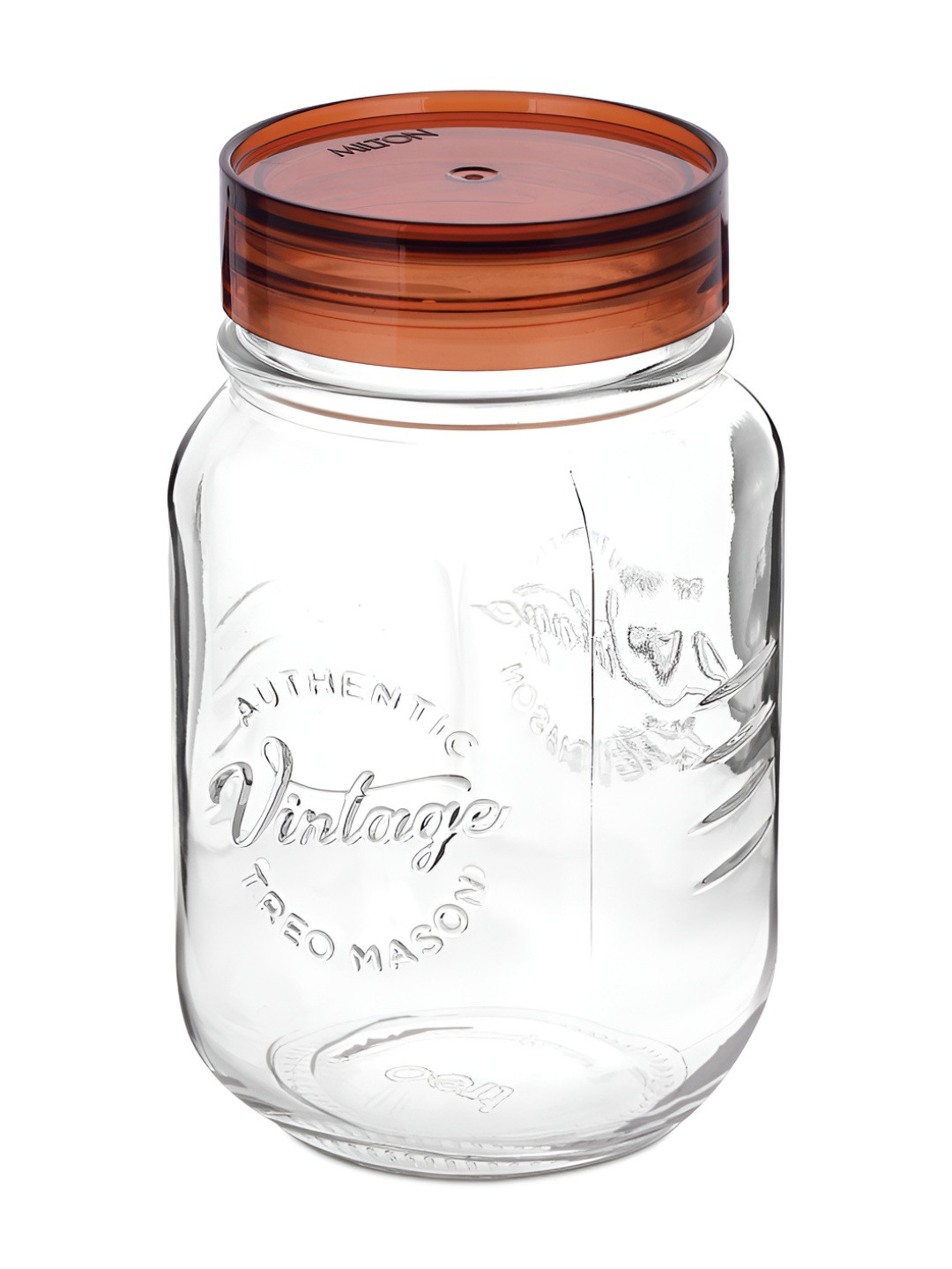 Treo Trasnparent & Brown Vintage Glass Jar with Airtight Lid Glass Container 1500 ml