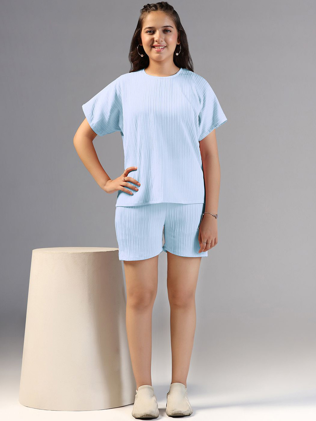 OMPAX Girls Self Design T-shirt with Trousers