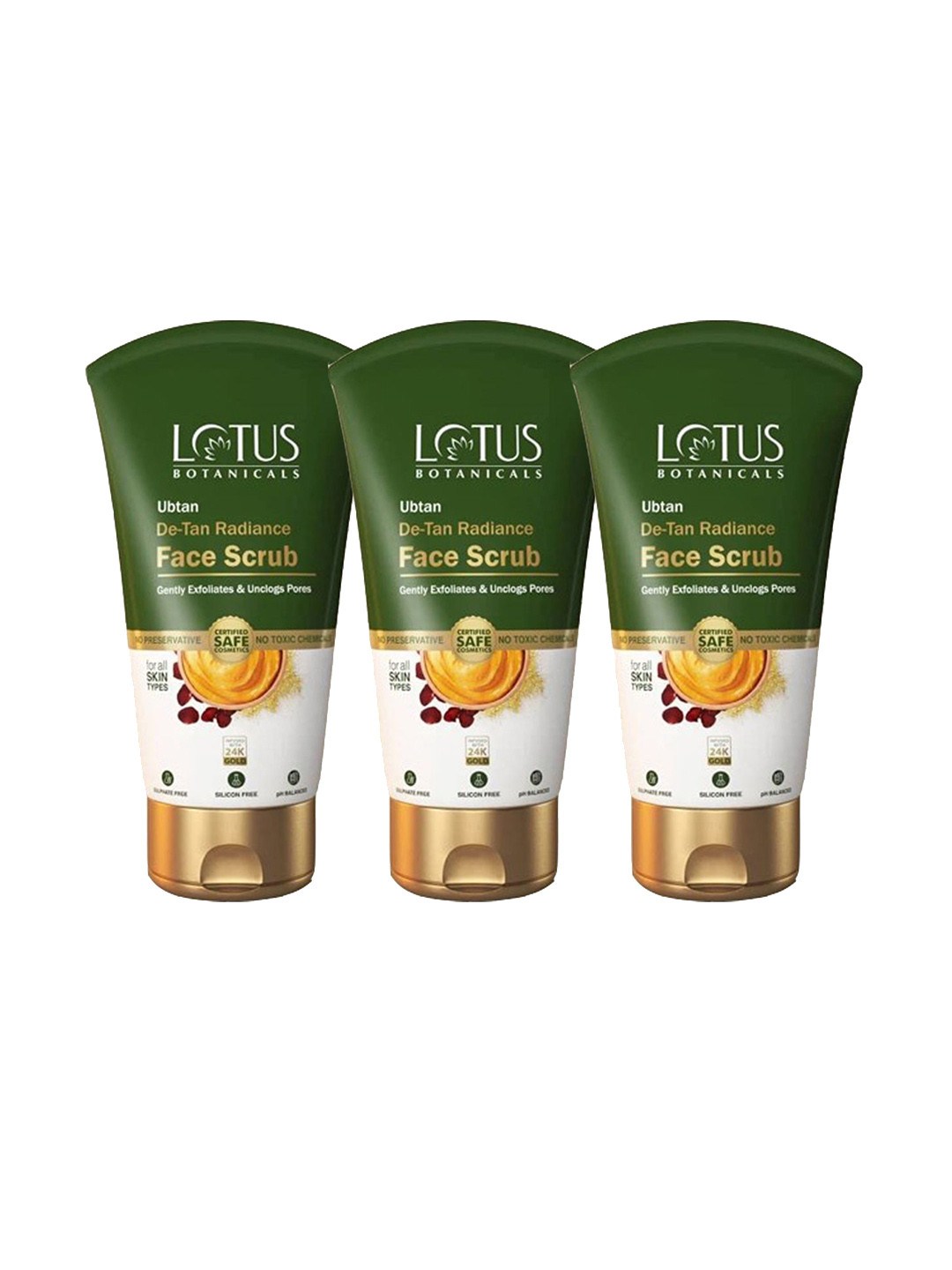 Lotus Botanicals Set Of 3 Ubtan De-Tan Radiance Scrub - 100ml Each