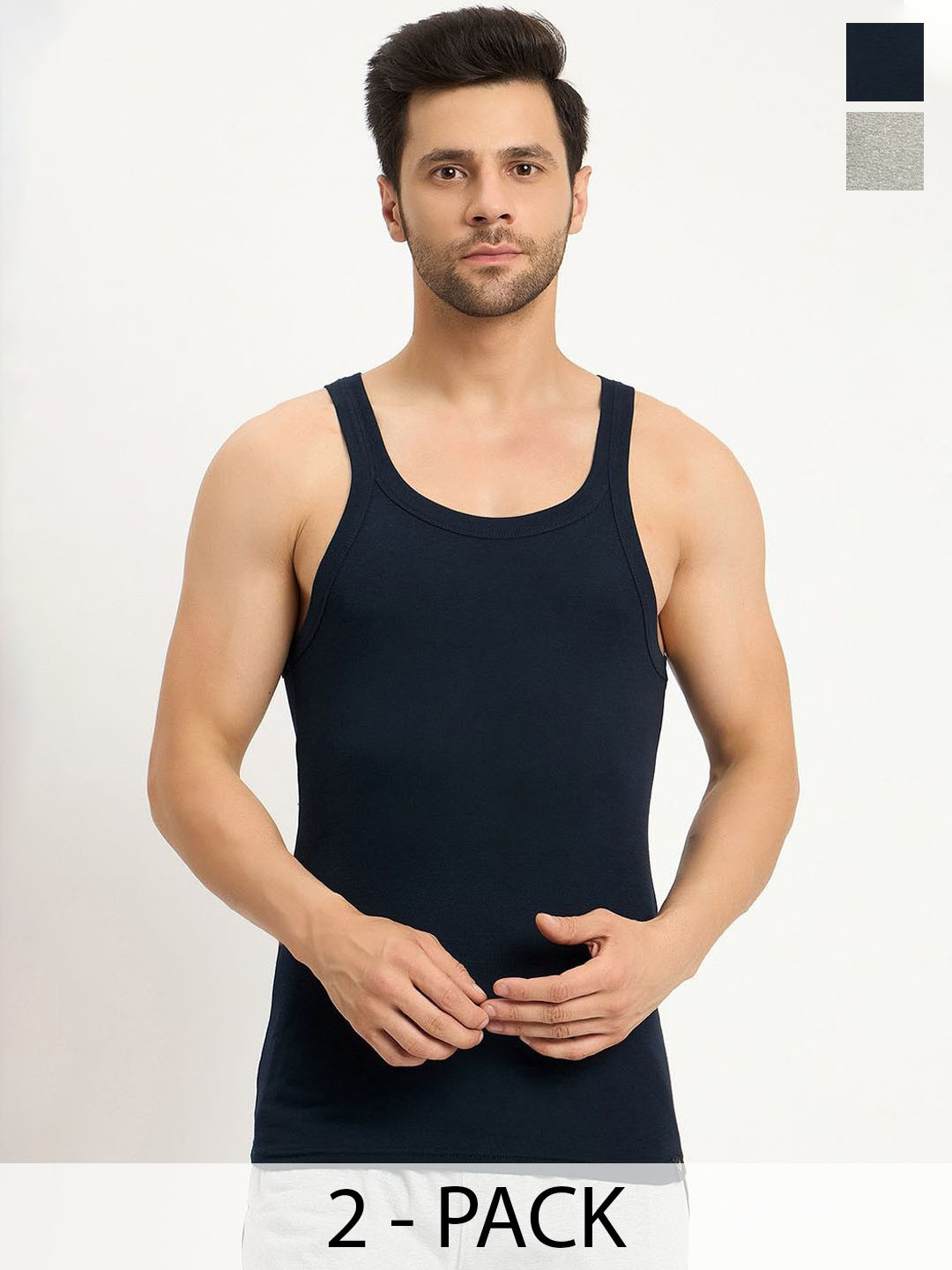 NEVA Solid Pack Of 2 Sleeveless Gym Vests-ONV06-CV06002