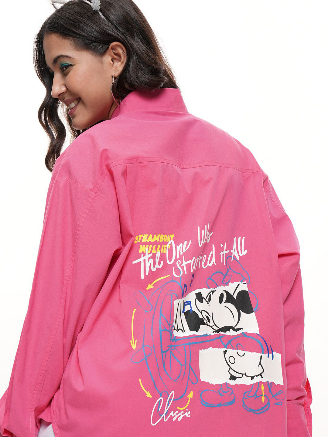 Tokyo Talkies Disney Women Mickey Mouse Printed Oversized Shirt