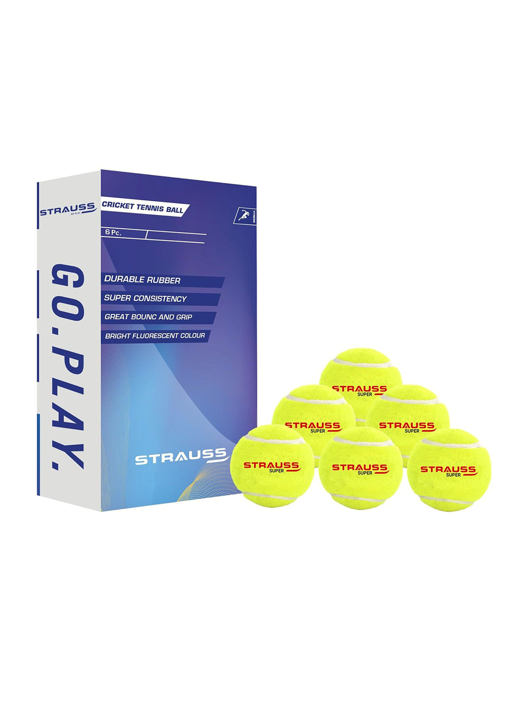 STRAUSS Pack Of 6 Yellow Cricket Balls