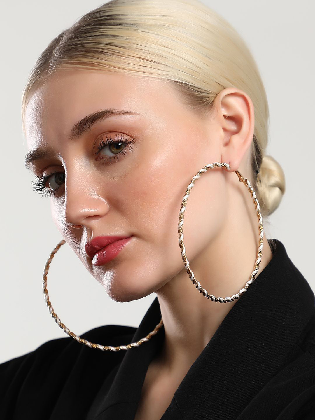 SOHI Circular Gold-Plated The Maxi Twist Hoop Earrings