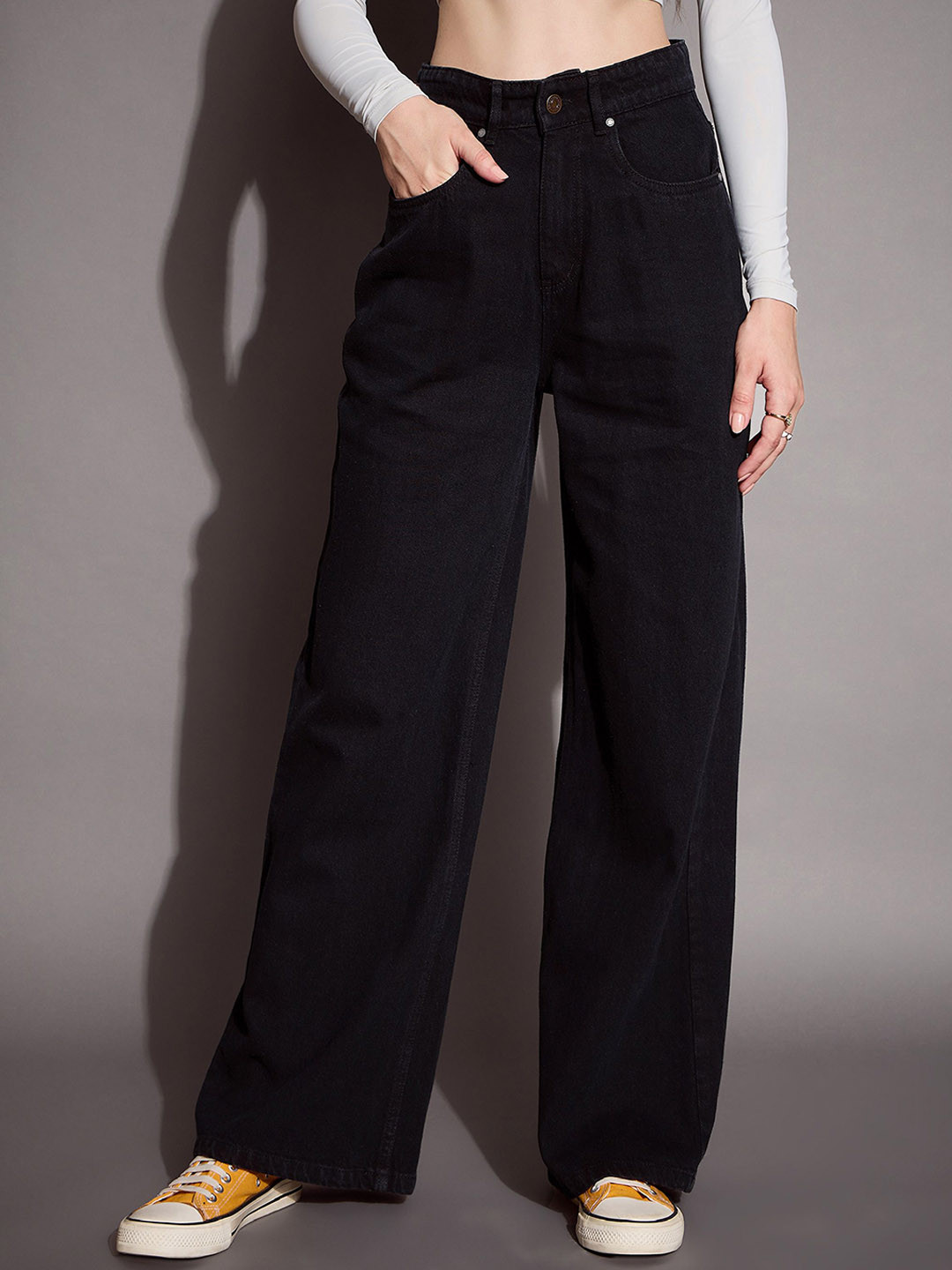 SASSAFRAS BASICS Women Comfort Wide Leg High-Rise Jeans