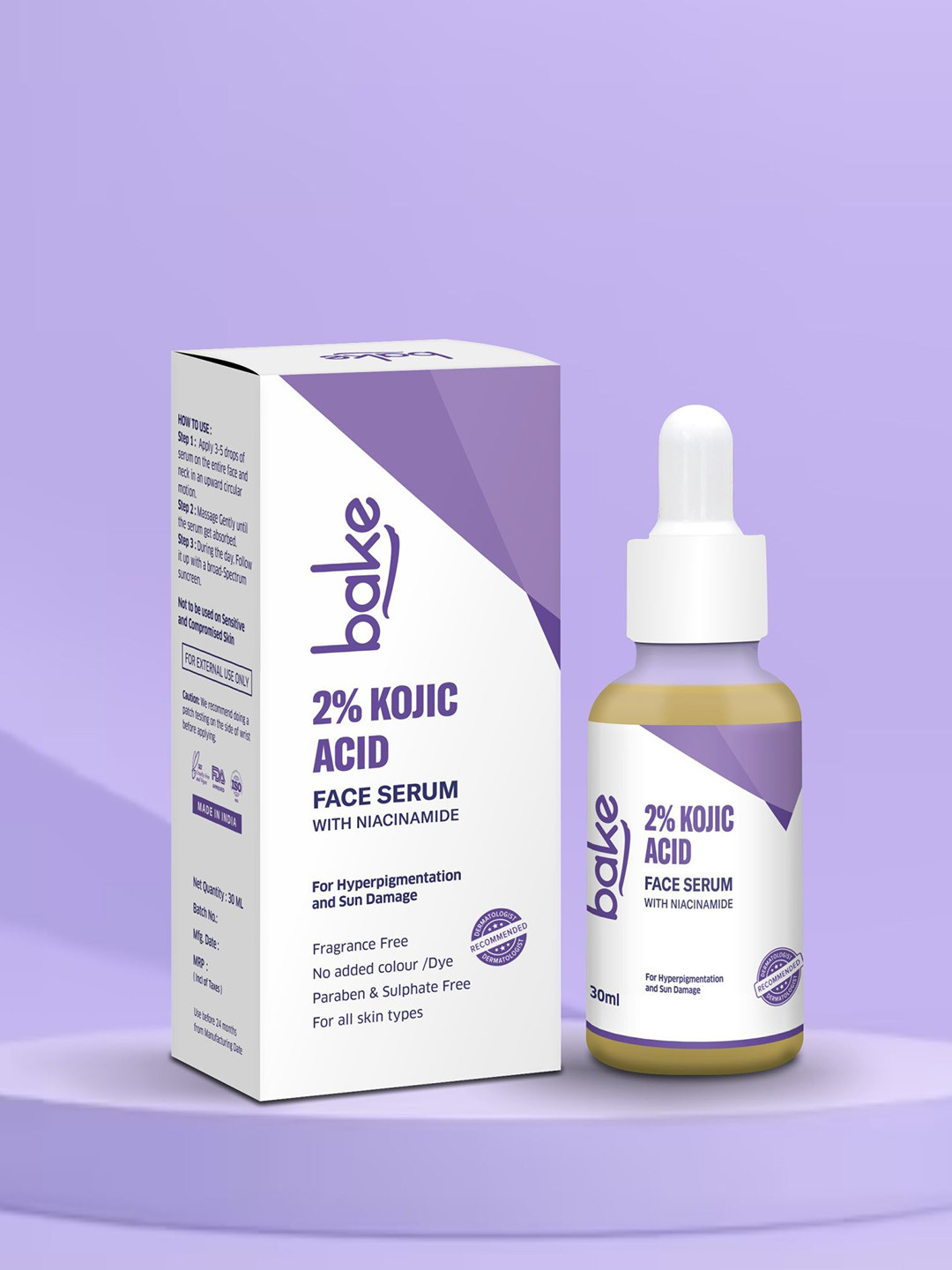 BAKE 2% Kojic Acid Serum with Glycolic Acid & Niacinamide for Pigmentation- 30 ml