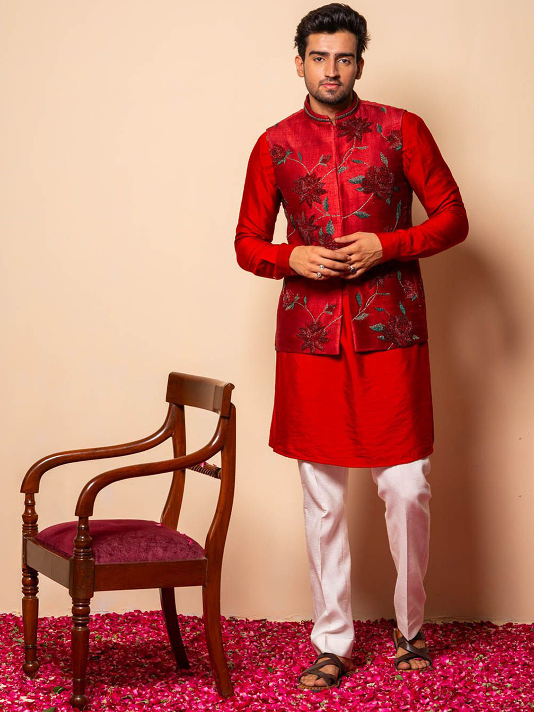 Ayush Jain Printed Woven Nehru Jacket