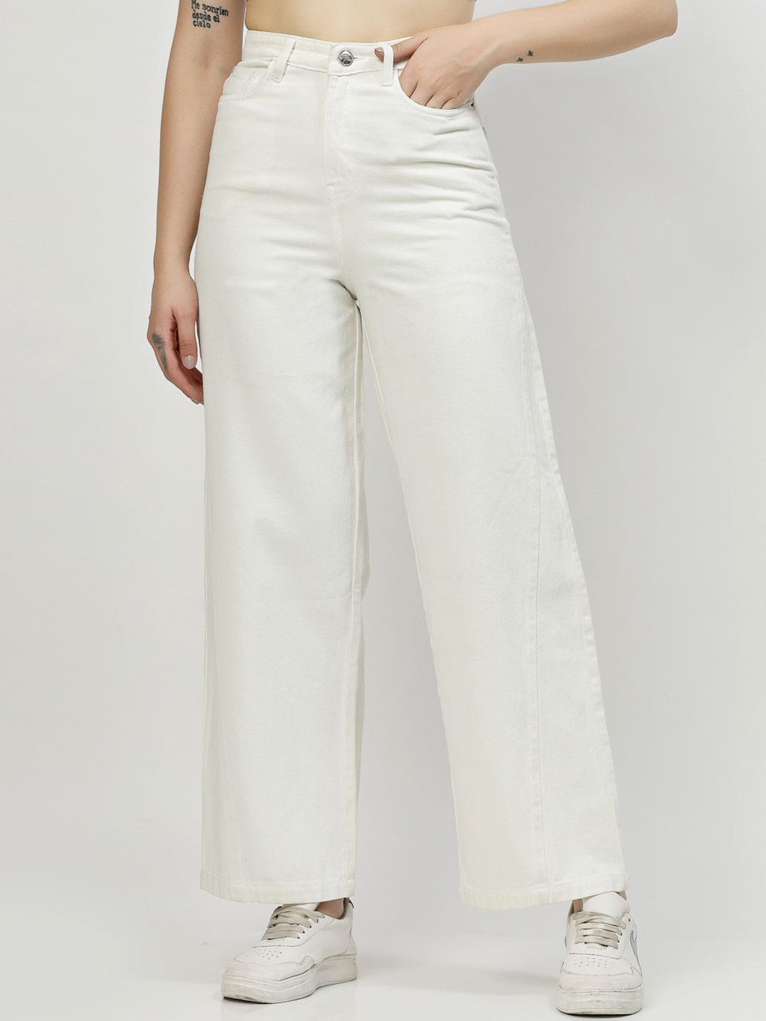 COSMIC TRIO Women Smart Flared High-Rise Jeans