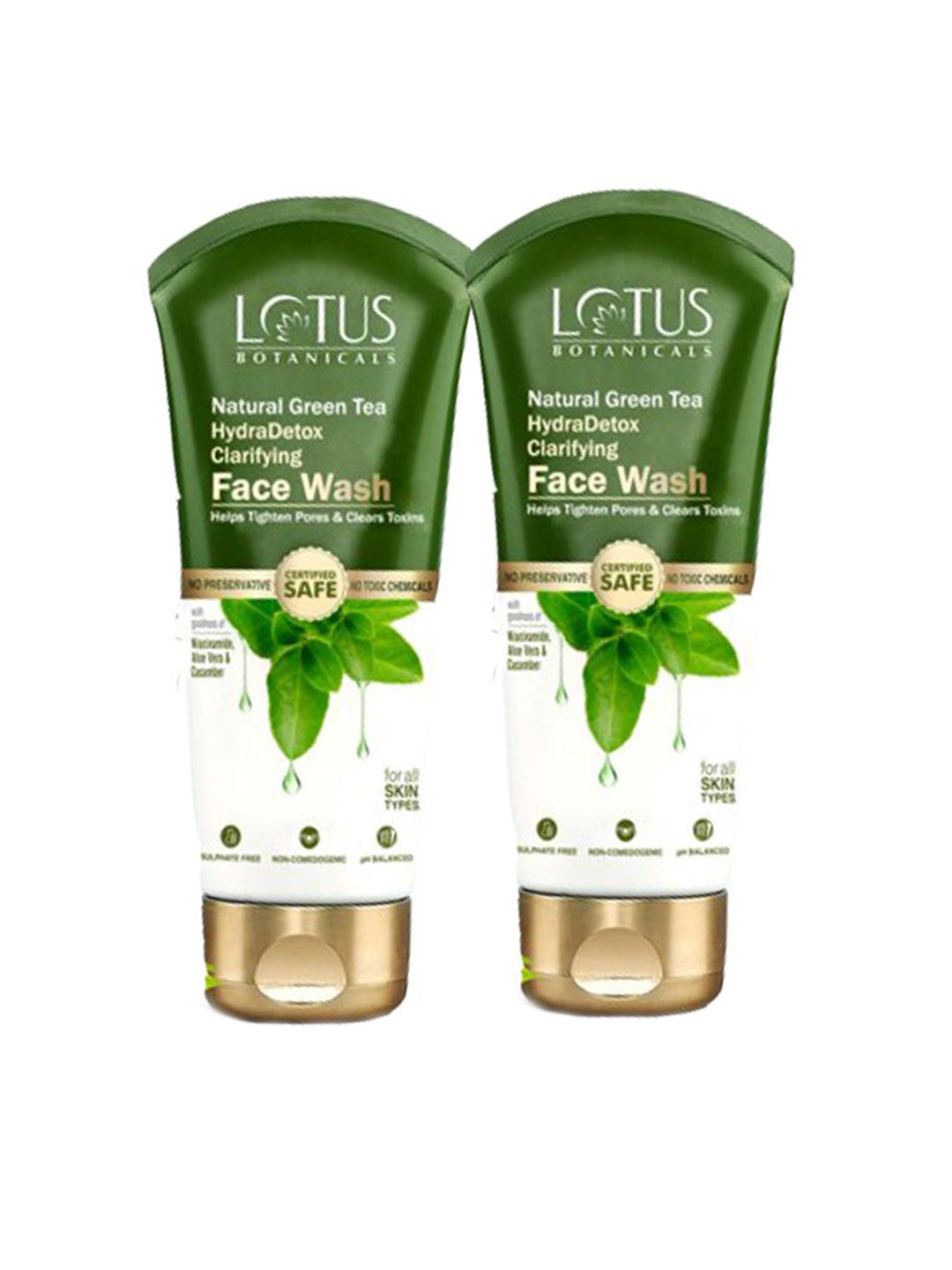 Lotus Botanicals Set Of 2 Natural Green Tea HydraDetox Clarifying Face Wash-100g Each