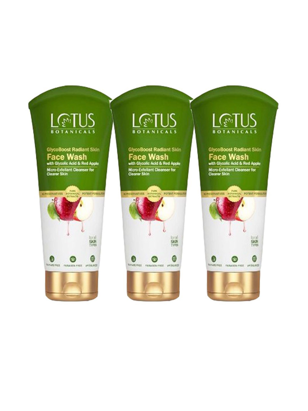 Lotus Botanicals Set Of 3 GlycoBoost Radiant Skin Face Wash - 100g Each