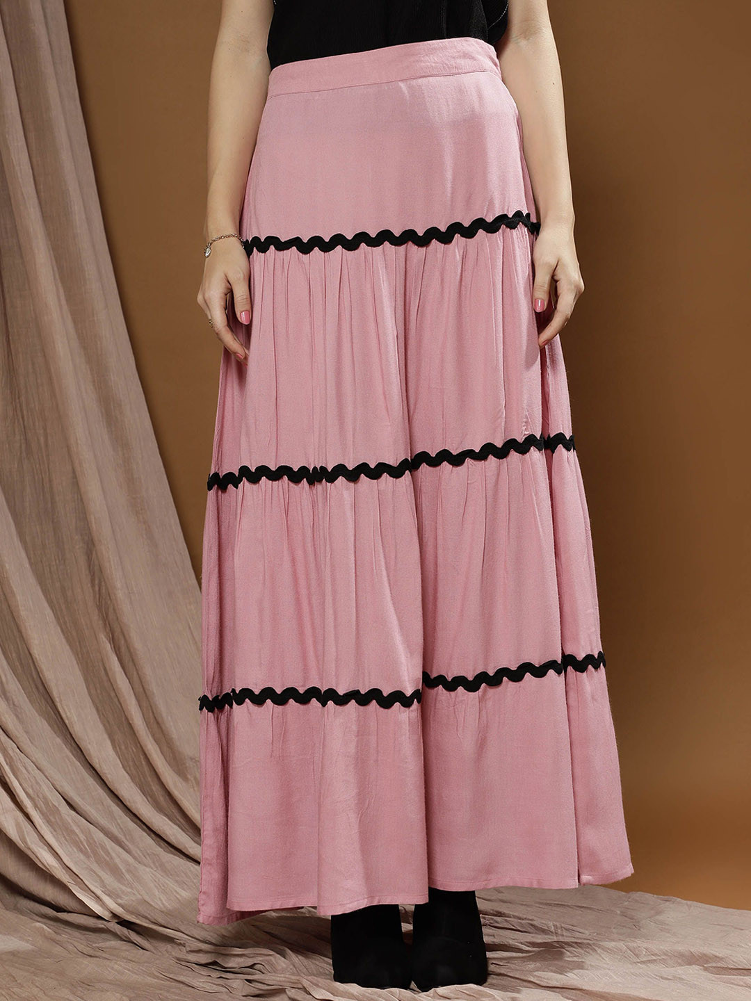 Boho By Athena Flared Spiral Lace Maxi Skirt