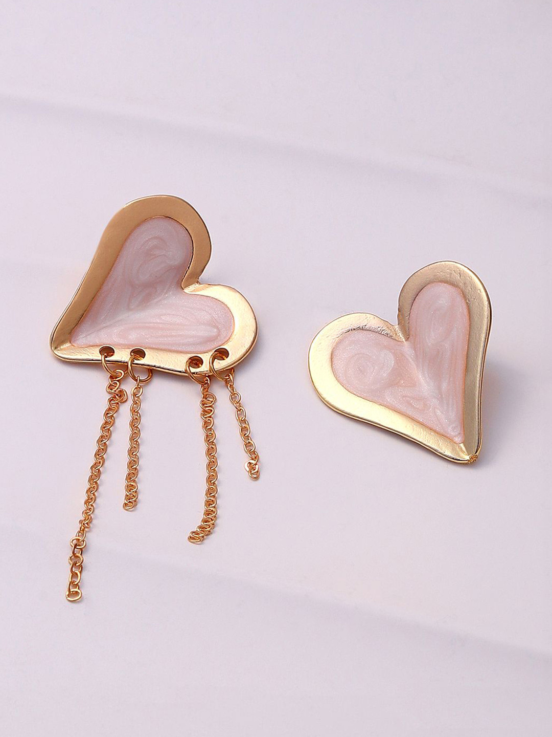 SOHI The Heart-Fold Gold-Plated Tasselled Studs