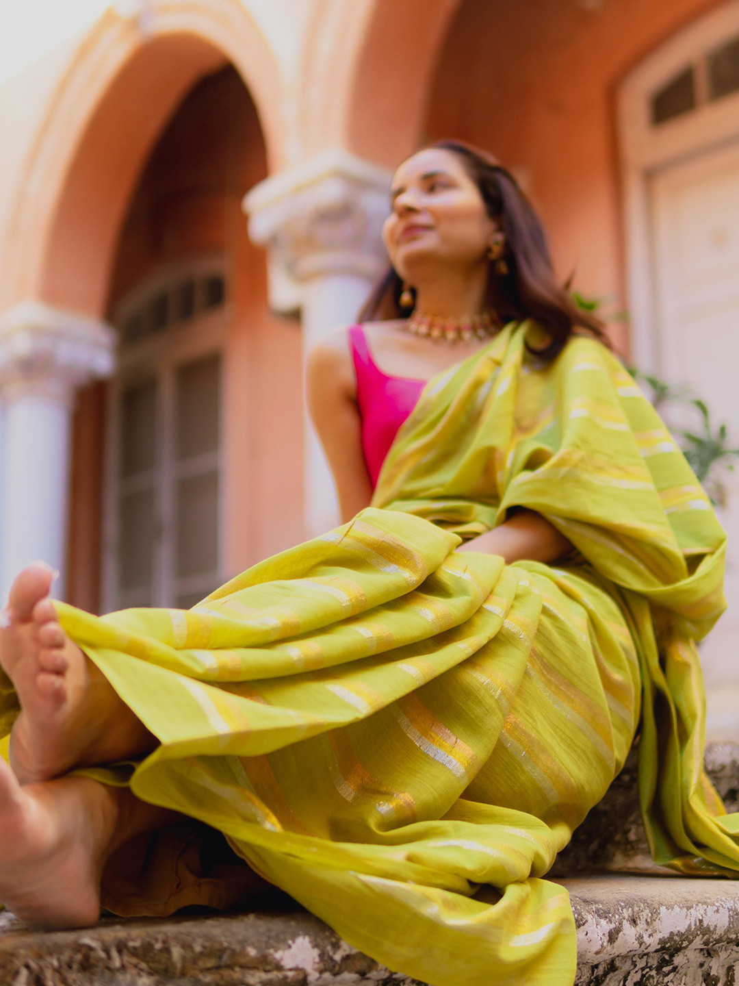 Humdum Striped Zari Pure Cotton Saree