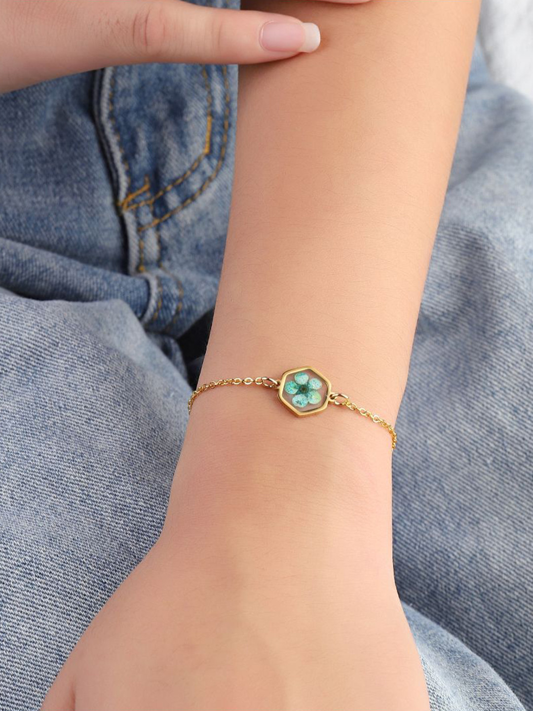 SALTY Stainless Steel Moon Resin Wraparound Bracelet