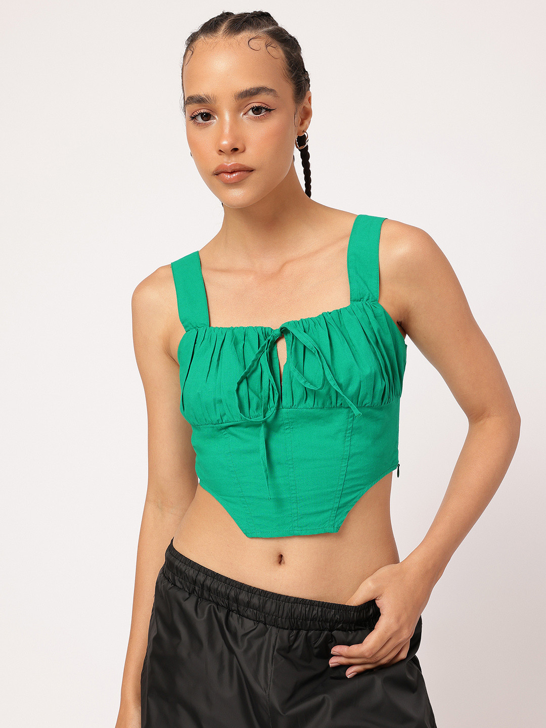 DressBerry Cinch Tie-Up Corset Style Crop Top