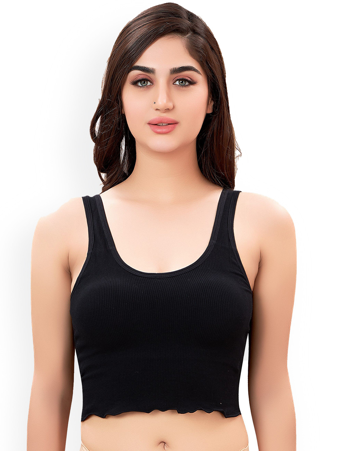 PLUMBURY Solid Sleeveless Camisoles-PLCAMISOLE8883BL28B