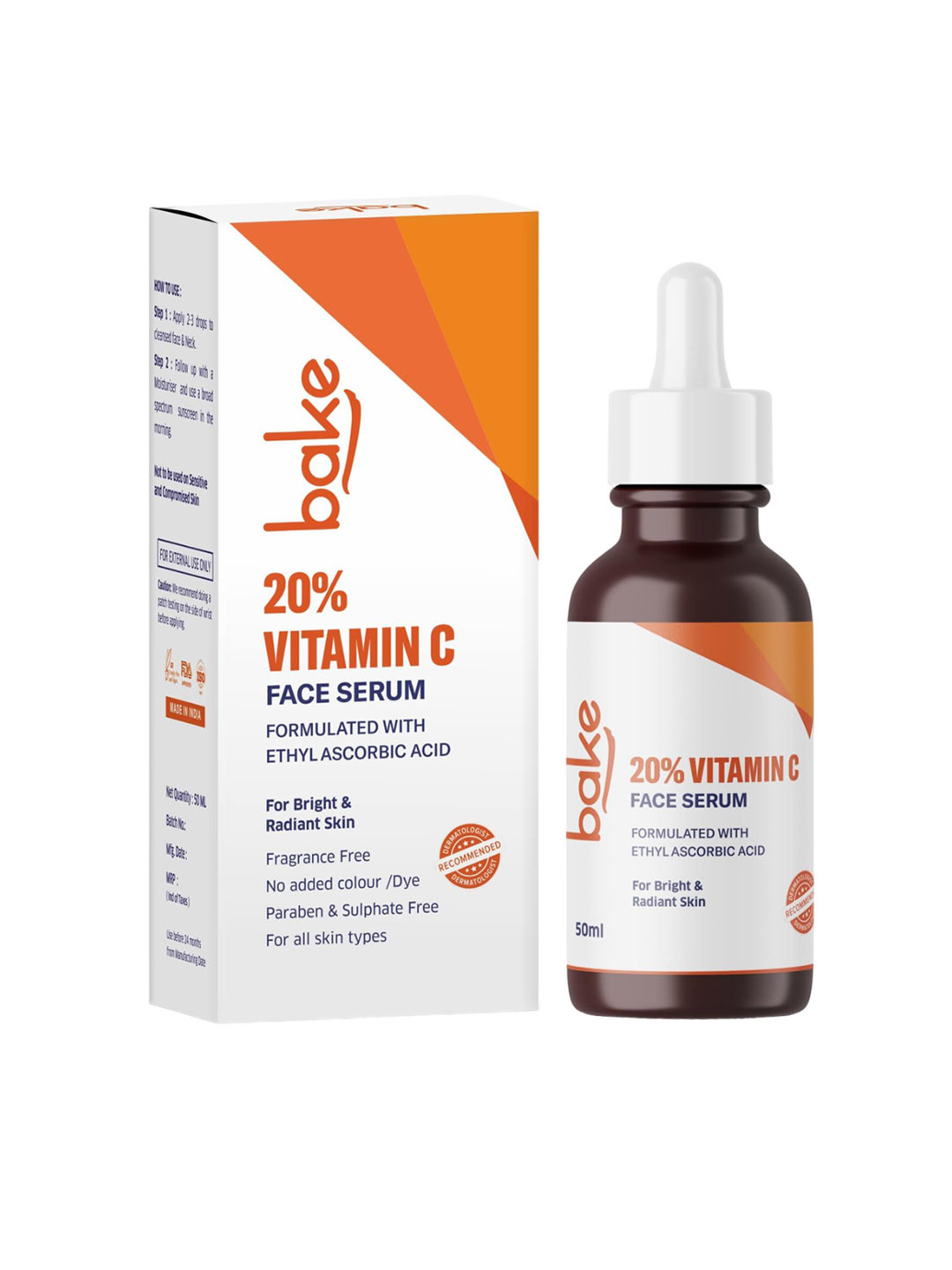 BAKE 20% Vitamin C Serum For Bright & Radiant Skin- 50 ml