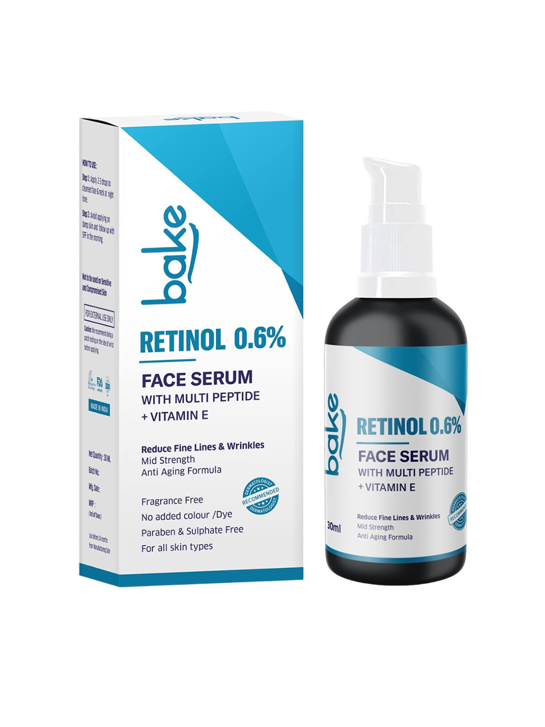 BAKE 0.6% Retinol Serum with 2% Multi Peptides Anti Aging Serum- 30 ml