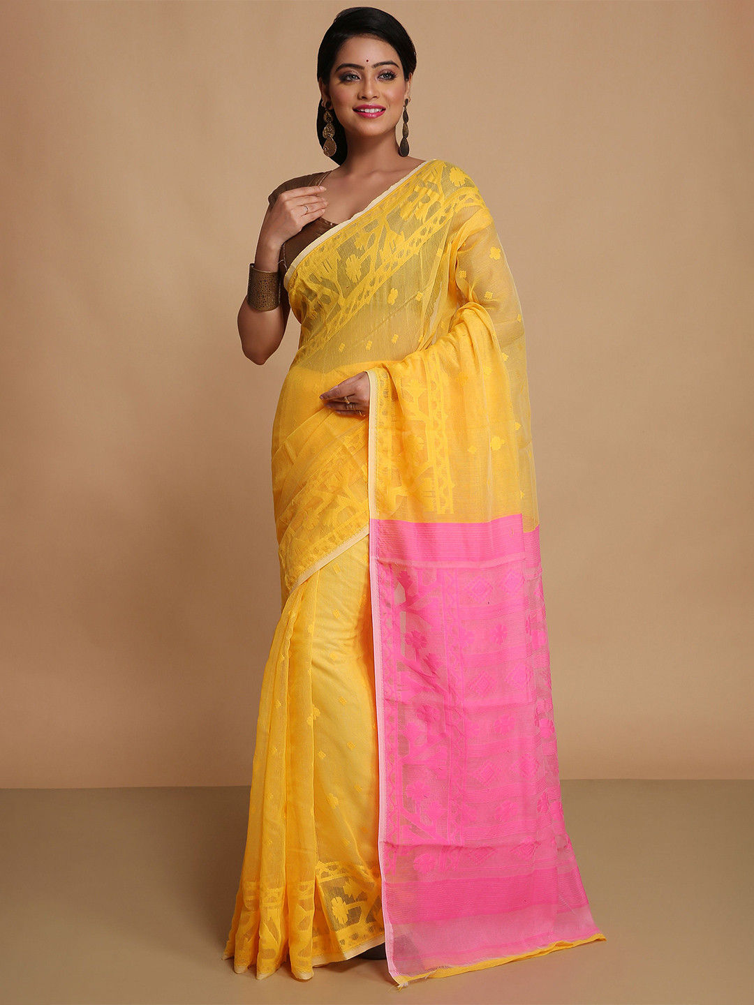 BENGAL HANDLOOM Women Woven Design Taant Saree