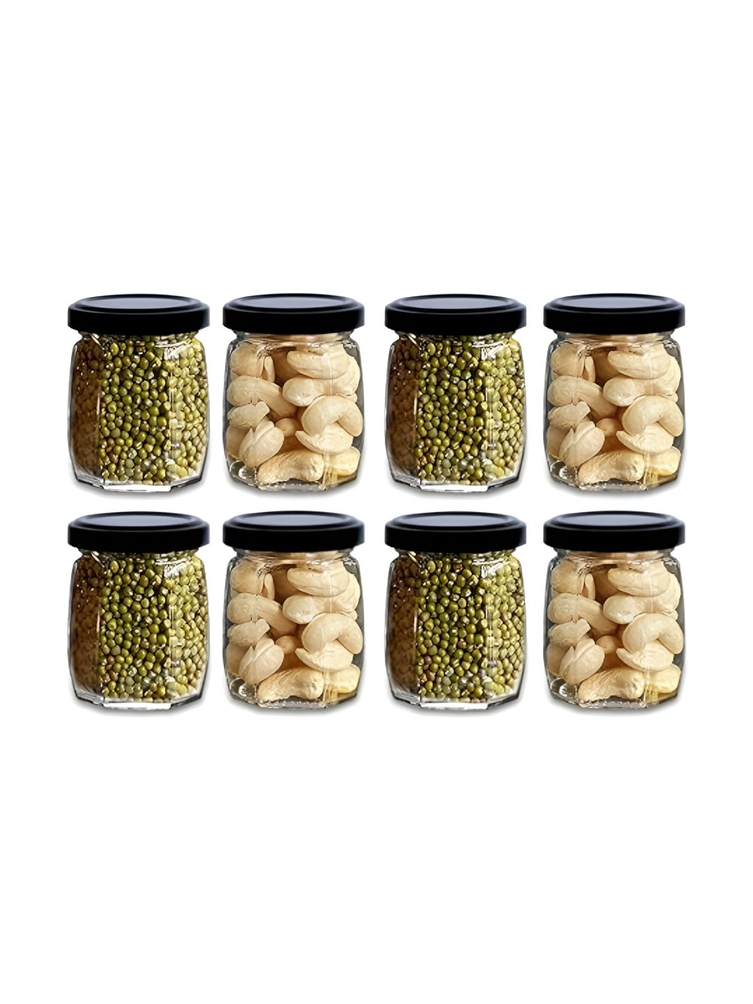 Croco Jar Transparent Glass Dishwasher Safe 8 Piece Screw Top Canister-120ml