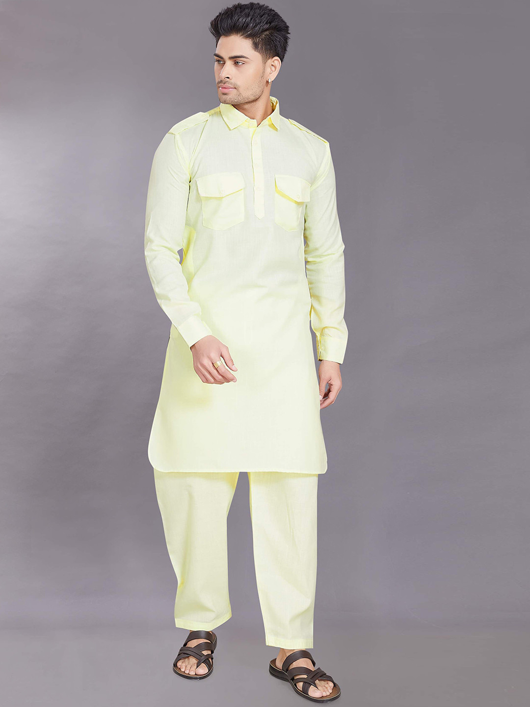DIVISIVE Slim Fit Pathani Kurta with Salwar