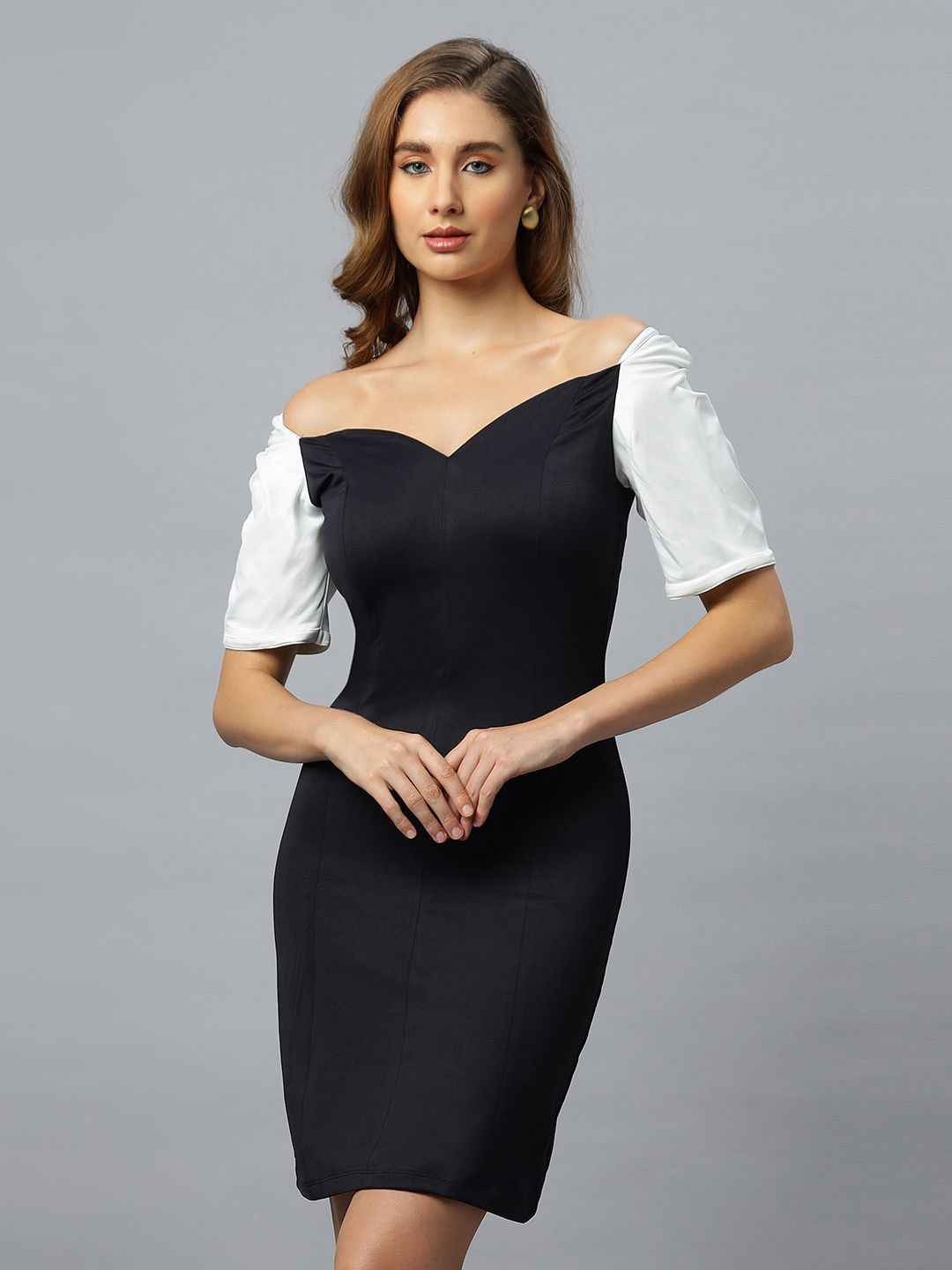 PEACH & PANDA Off-Shoulder Sheath Dress