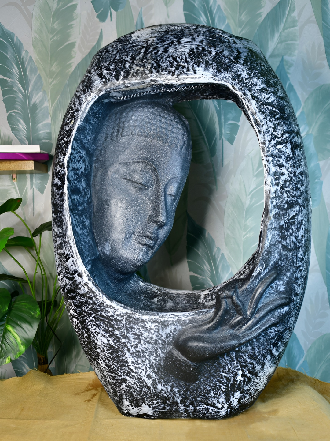 SOWPEACE Grey Budha Face Idol Fountain