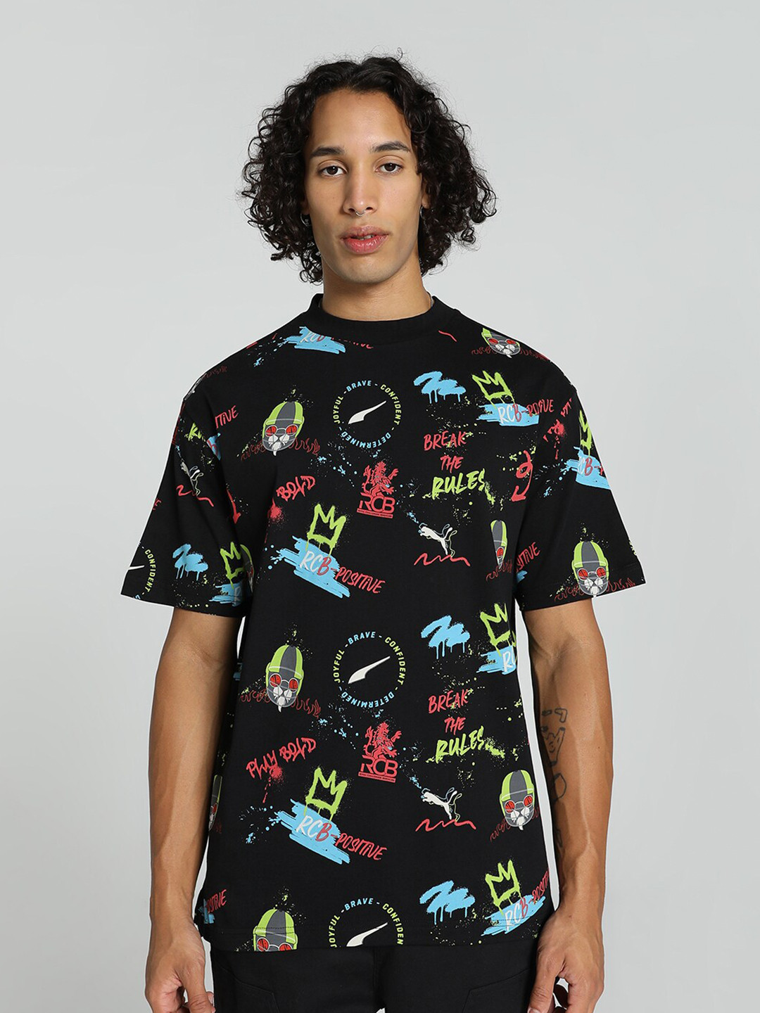 Puma X RCB Graphic Printed Relaxed-Fit Cotton Official T-Shirt