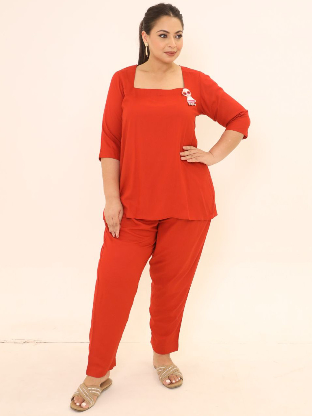 Swadeshi Shringaar Square Neck Top With Palazzos