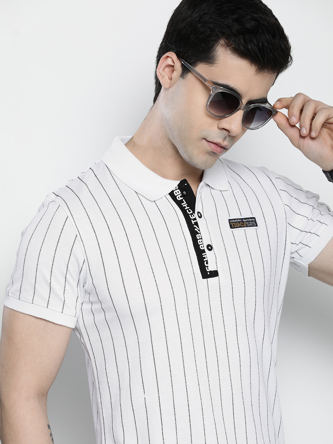 The Indian Garage Co Striped Polo Collar T-shirt