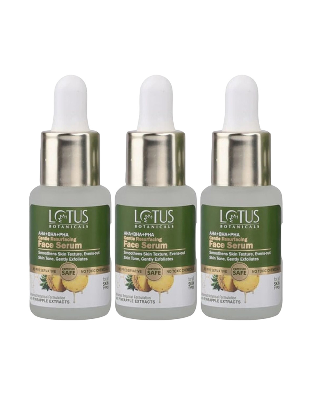 Lotus Botanicals Set Of 3 Pineapple  Gentle Resurfacing Face Serum - 14 ml Each