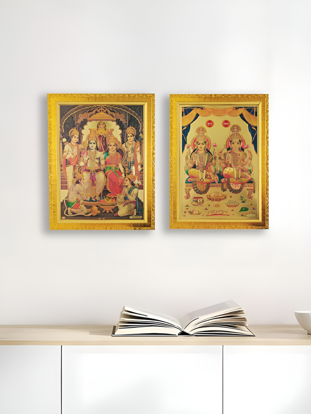 Art Street Ram Darbar Synthetic Wood 2 Piece Photographs Wall Art -13 .3 x 9.8In