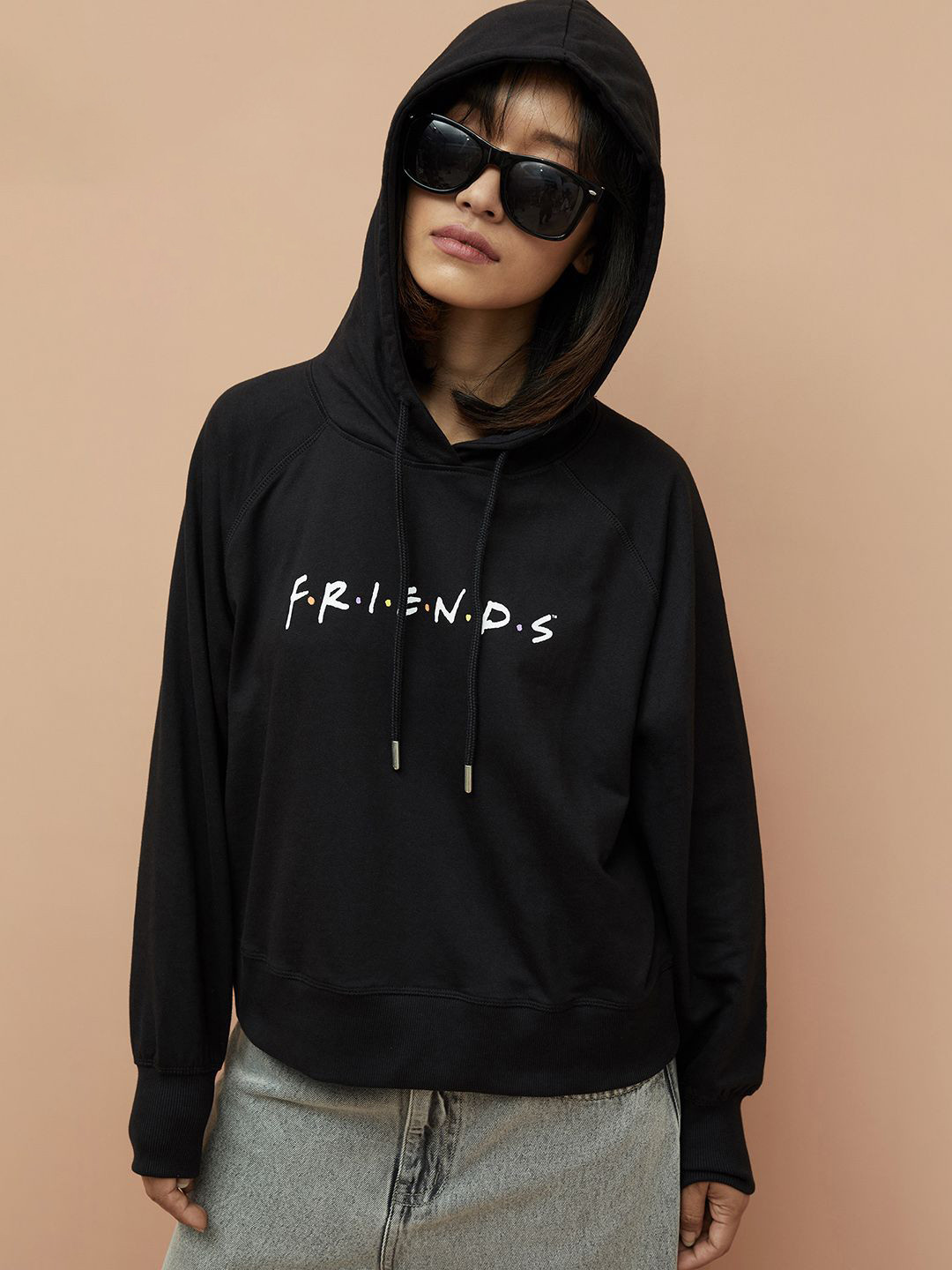 Ginger by Lifestyle Women Typography Friends Printed Hooded Pure Cotton Sweatshirt