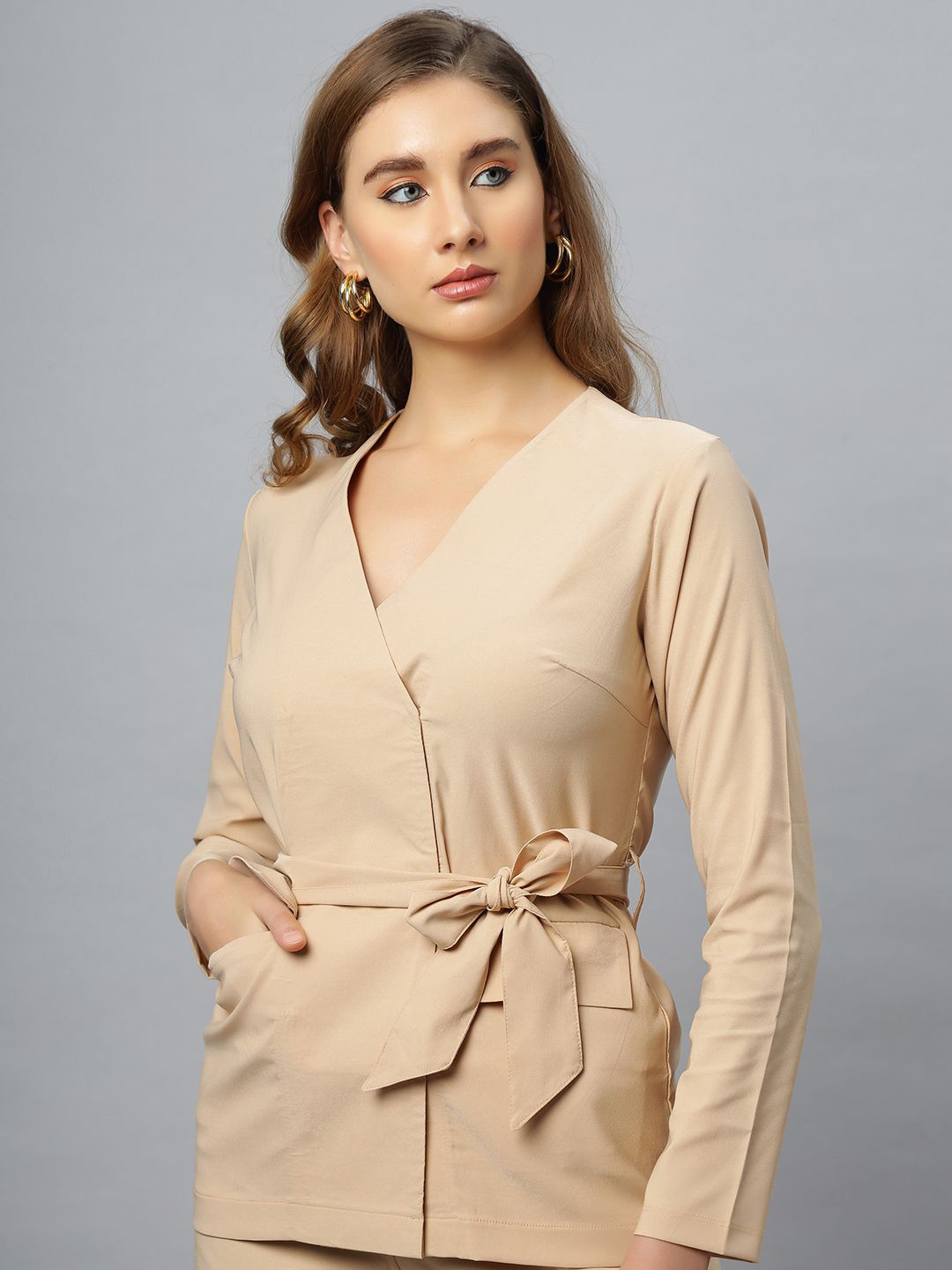 PEACH & PANDA Crepe Wrap Top