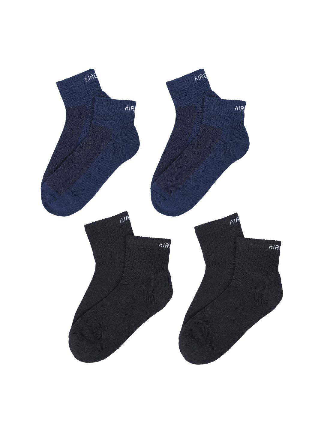 AIR GARB Pack of 4 Blue and  Black Breathable Cotton Above-Ankle Socks