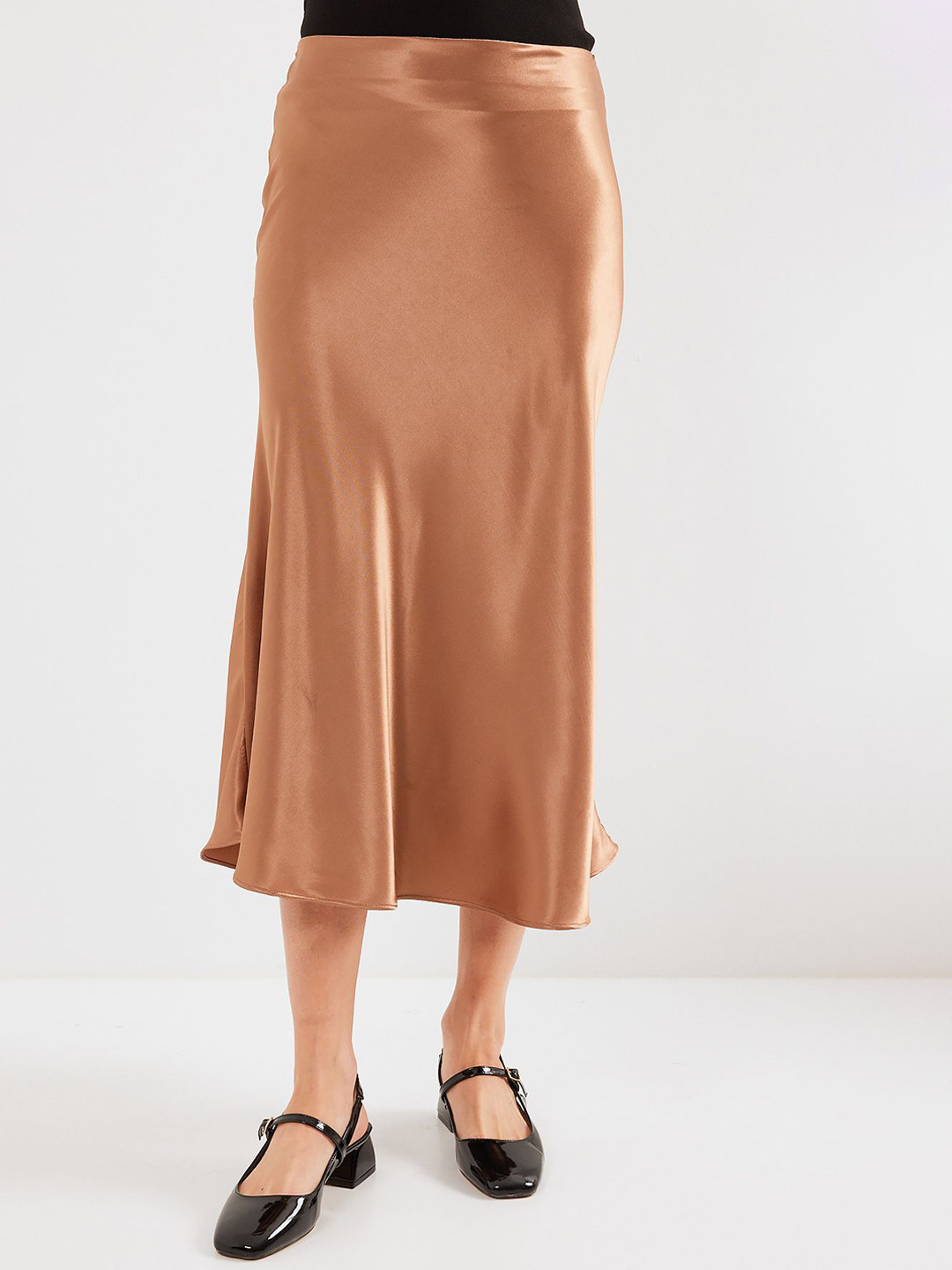 BIGDART A-Line Polyester Midi Skirts