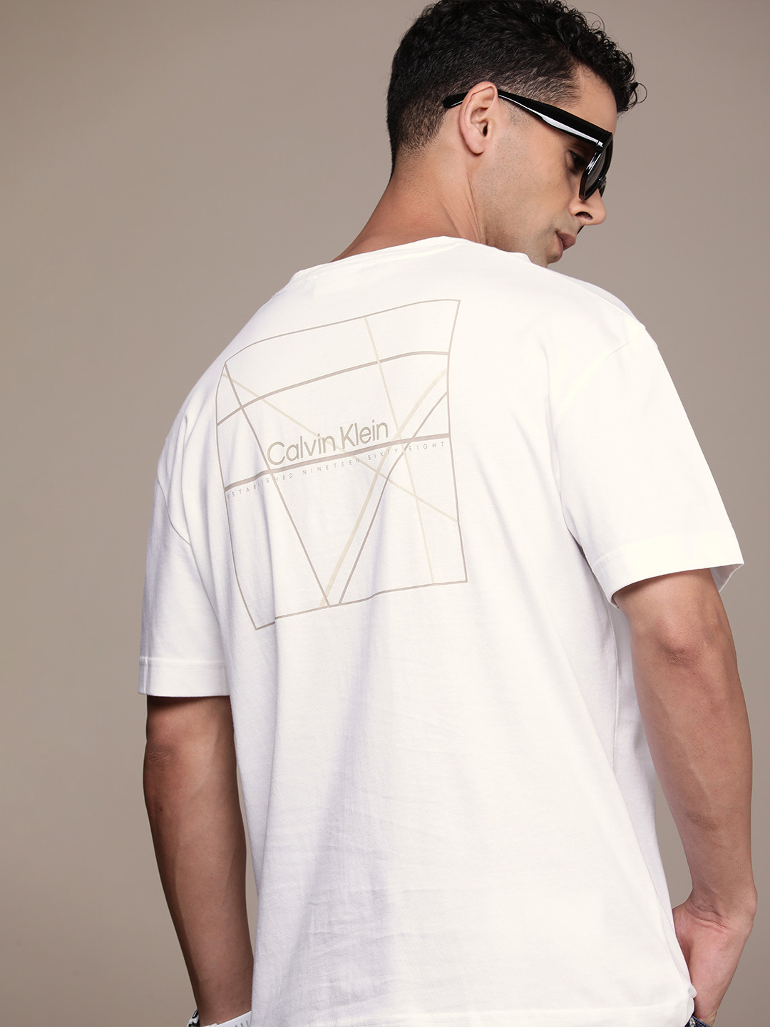 Calvin Klein Jeans Brand Logo Printed Drop-Shoulder Sleeves Pure Cotton RelaxedT-shirt