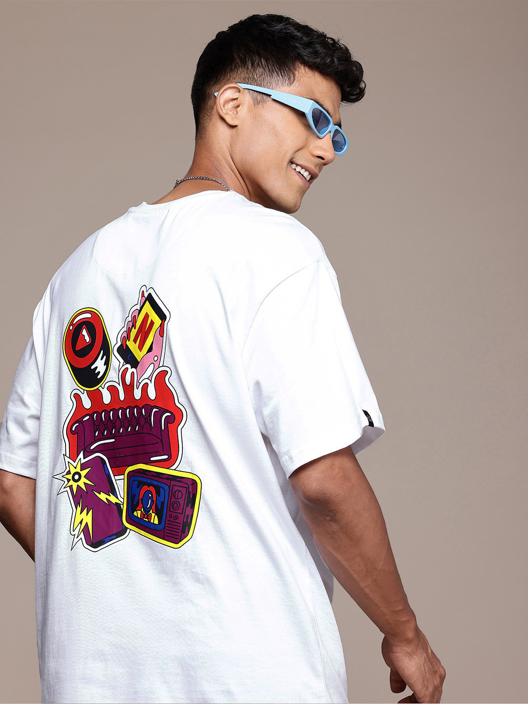 WROGN X NETFLIX Graphic Printed Drop-Shoulder Sleeves  Cotton Oversized T-shirt