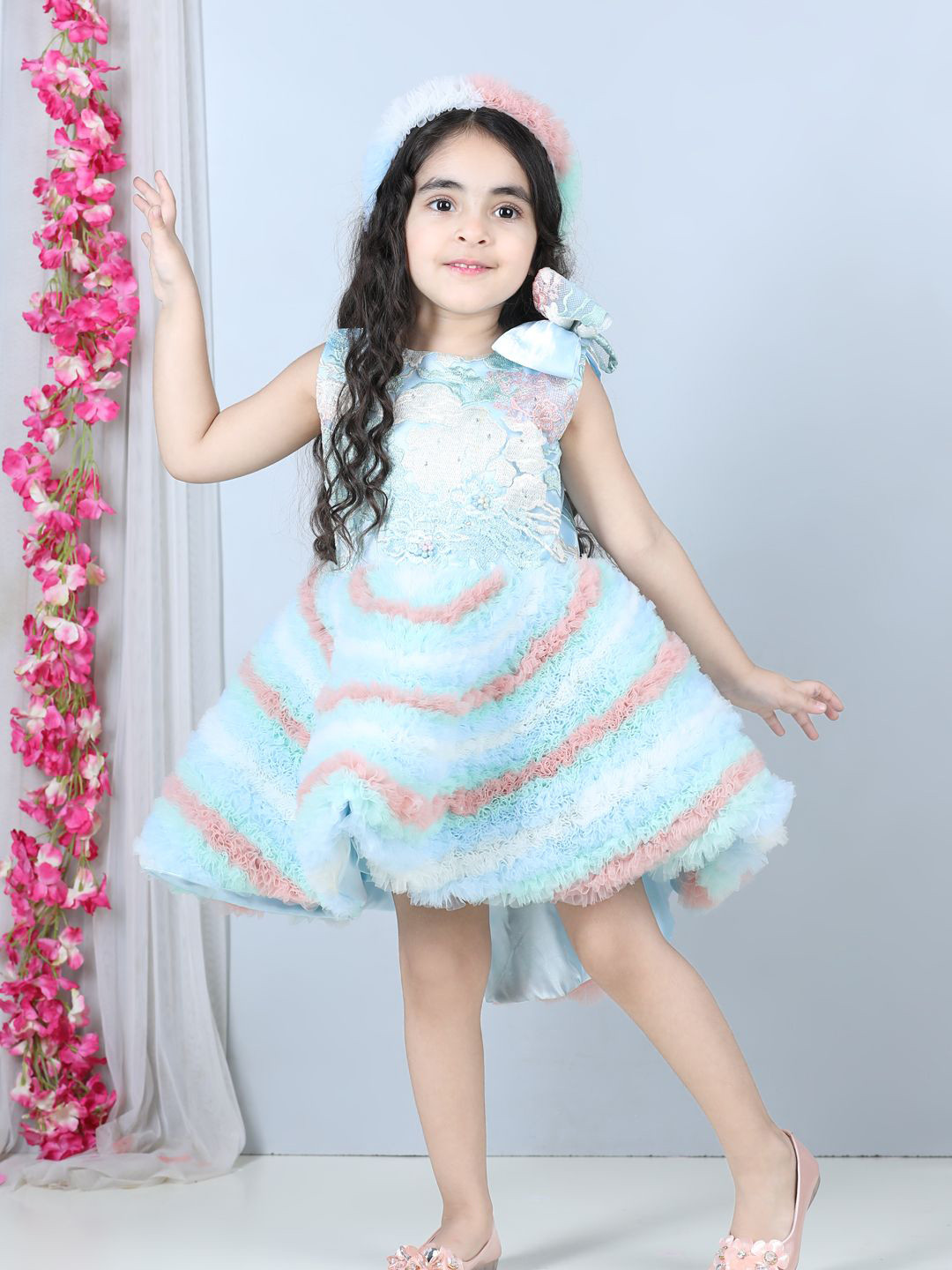 The Lush Affair Floral Print Net A-Line Dress