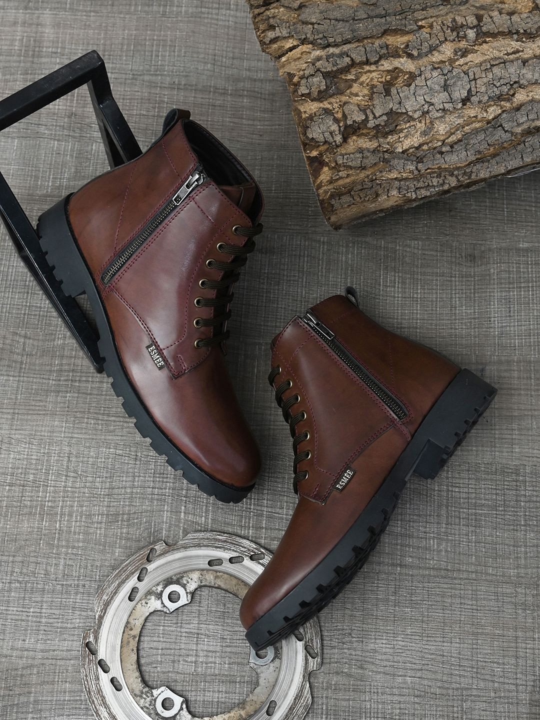 ESMEE Men Mid-Top Synthetic Lace Up Regular Boots