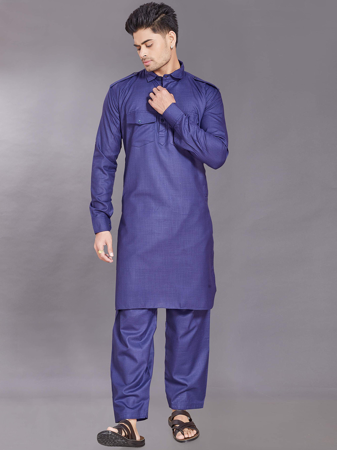 DIVISIVE Slim Fit Pathani Kurta with Salwar