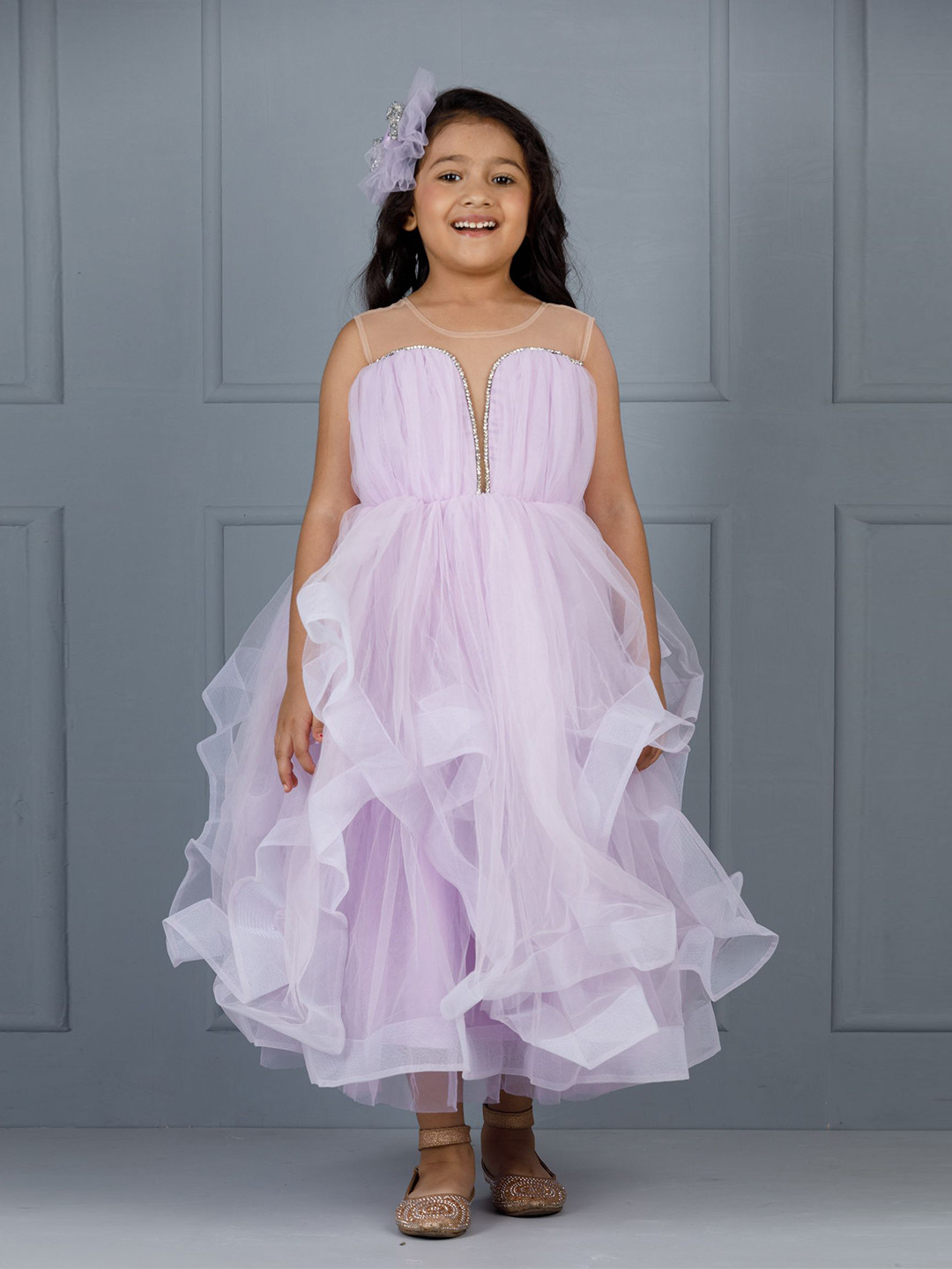The Lush Affair Net Fit and Flare Maxi Dress