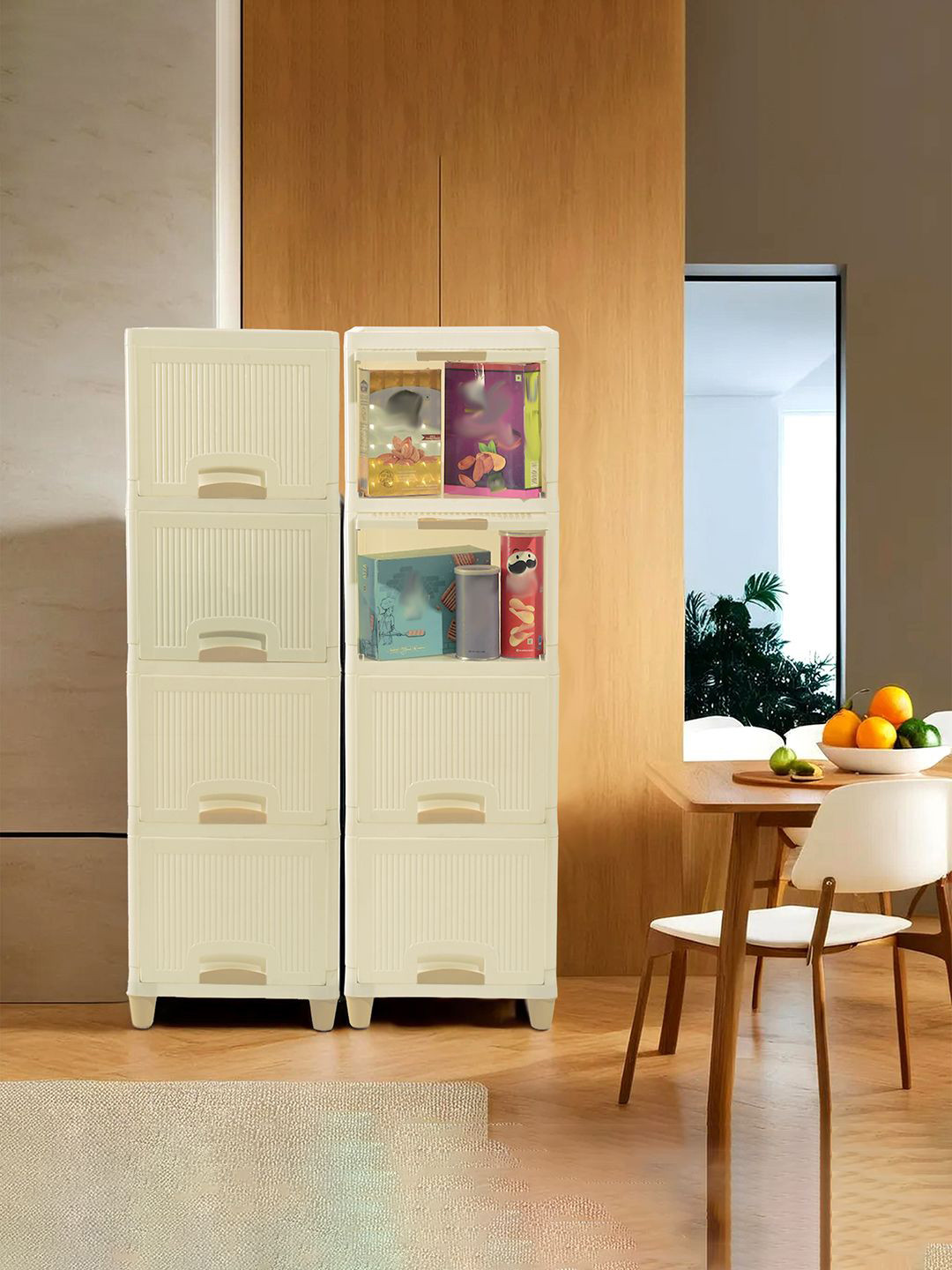 Kuber Industries Set of 2 Cream-Coloured 8 Unit Multi-Utility Organisers