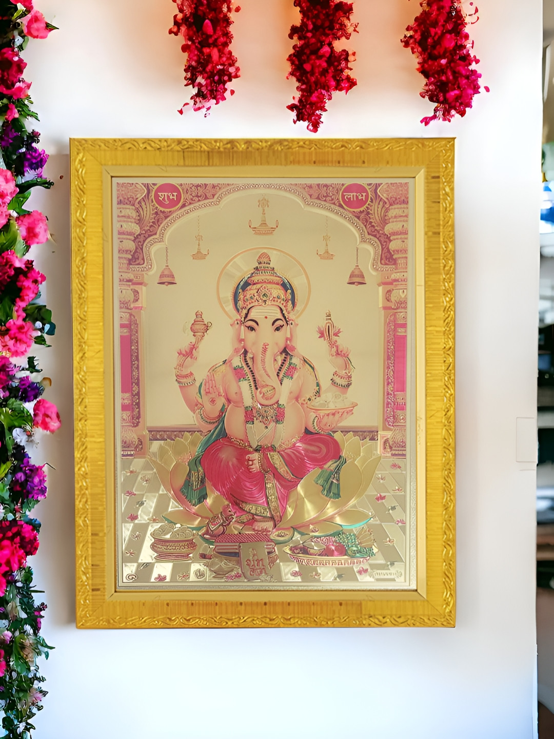 Art Street Shree Ganesh Synthetic Wood Wall Rectangle Photographs Wall Art - 13.3 x 9.8 In